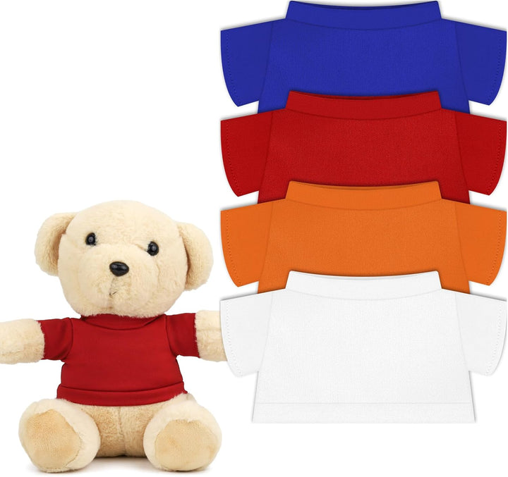 4 PCS Stuffed Bear Basic T Shirt Clothes for 10-12Inch, T Shirt Classic Crew Neck Bear, Cute Tiny Clothes DIY Bear Toy (For 10-12 Inch,White)