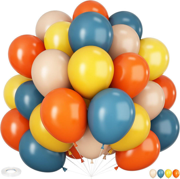 Dusty Blue and Gold Balloons, 60 PCS 12 Inch Slate Fog Pastel Baby Blue Sand White and Gold Balloons for Baby Boy Shower Bridal Shower Birthday Wedding Party Decorations