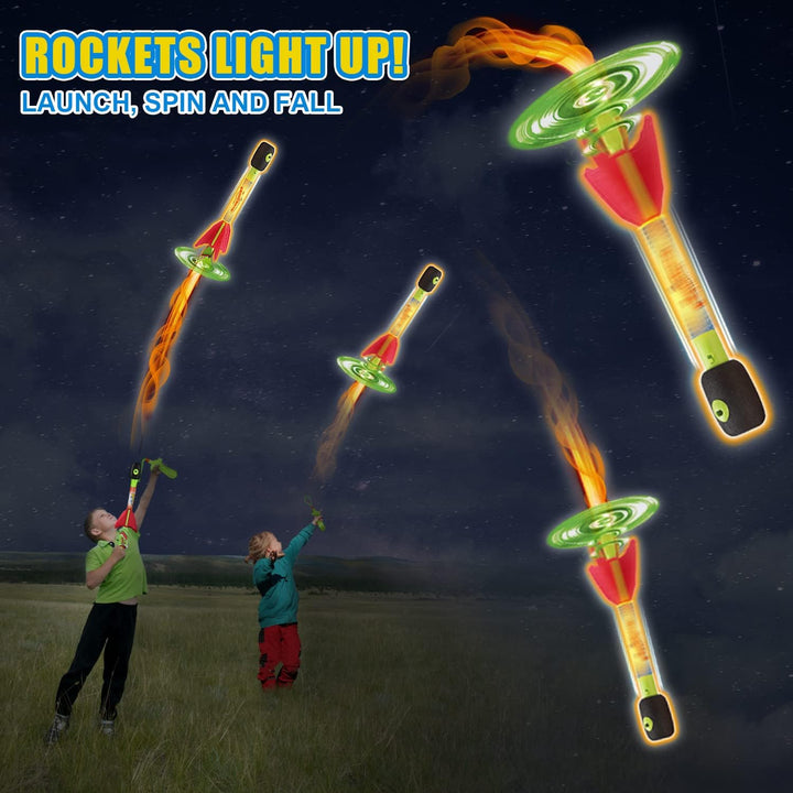 Toy LED Light up Rocket Launcher for Kids Indoor Outdoor Game Toys Foam Rockets Birthday Toys for Kids Toddler Boys Girls Age 3 4 5 6 + Years Old