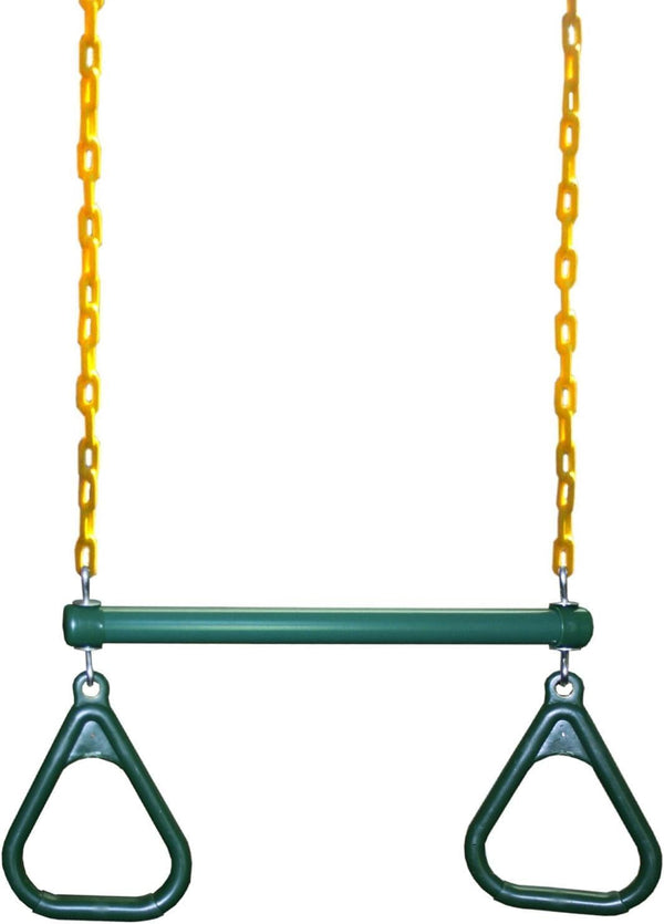 Heavy-Duty Ring Trapeze Bar Combo, Large 20" Trapeze Swing Bar with Triangular Gymnastic Rings and Pinch-Free Coated Swing Chains 43" Long