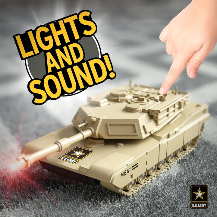 U.S. Army Toy Friction Combat Tank with Lights and Sounds for Boys