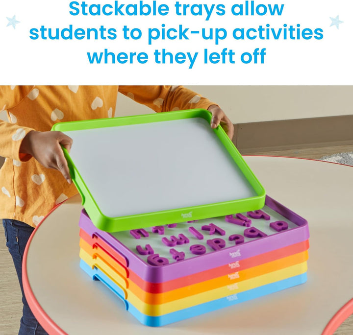 Magnetic Dry Erase Activity Trays, Stackable Trays for Classroom, Magnetic Letter Trays, White Boards for Kids, Science of Reading Classroom Materials, Teacher Classroom Supplies
