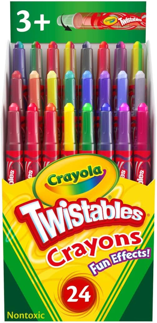 Twistables Crayons for Kids (24Ct) Essential School Supplies for Girls & Boys, Toddler Coloring, Less Mess, Back to School Gifts for Kids