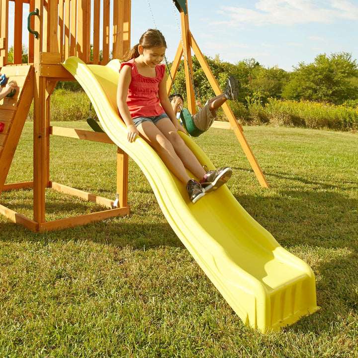 WS 8334 Cool Wave Plastic Slide for 4' Swing Set Decks with Included Safety Handles, Yellow (Amazon Exclusive)