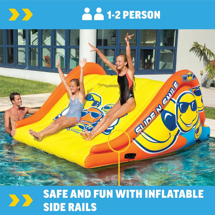 - Sports Slide N Smile - Inflatable Floating Giant Water Slide for Adults & Children - Pool Accessory - Perfect for Lake & Pool Parties - 2 Lanes (9 Ft)
