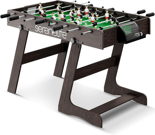 Folding Foosball Table, 4’ X 2’ Full Competition Size Foldable Space Saving Table Soccer for Home, Arcade Game Room, for Indoor or Outdoor, Family Game Night, Perfect for Kids and Adults