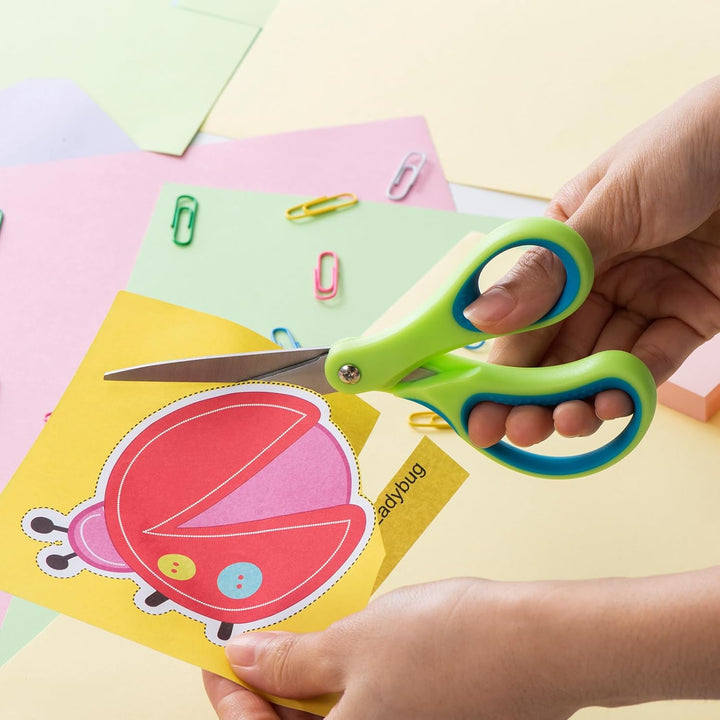 Student Scissors for School: 7 Inch 3 Pack Sharp Pointed Tip Teacher Scissors for Kids Middle High School College Classroom Craft, Comfortable Grip, Right Left Handed, Blue, Green, Yellow