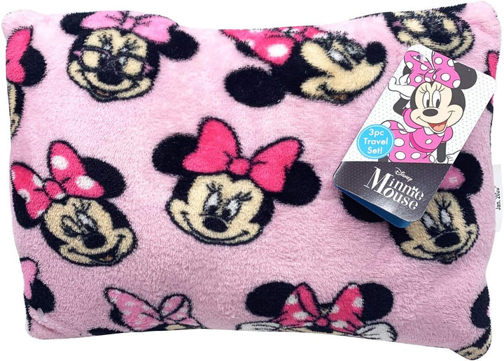Disney Minnie Mouse Travel Set - 3 Piece Kids Travel Set Includes Blanket, Pillow, & Plush
