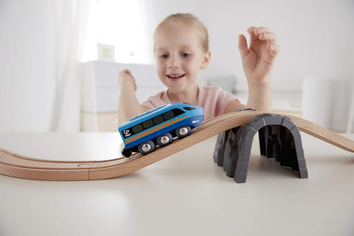 Remote Control Engine Train | Kids Railway Toy, App or Button RC Vehicle with 5 Playable Sounds, Rechargeable Battery Feature, Blue