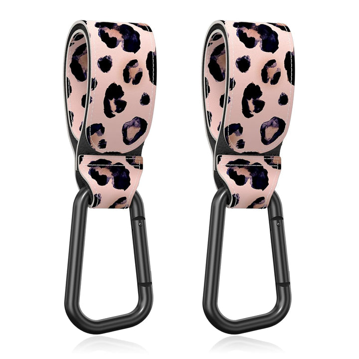 Baby Stroller Hooks for Hanging Bags, Universal Stroller Clips Accessories, Mommy Hook for Diaper Bag, Shopping Cart, Purse, Backpack - 2 Pack, Abstract Leaf
