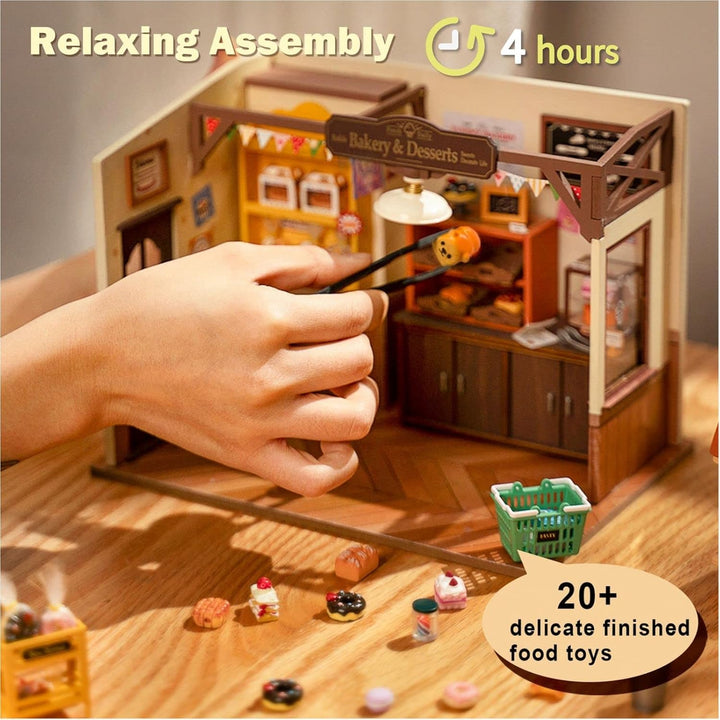 DIY Miniature Doll House Kit, Build Becka'S Bakery Diorama House Building Set with LED Room Hobby Craft for Aduls Uniue Gifts for Teens