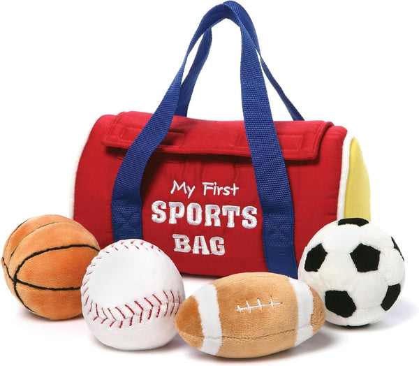 Baby  My First Sports Bag Stuffed Plush Playset, Baby Gift Toys for Boys and Girls Ages 1 & Up, 5 Piece, 8"