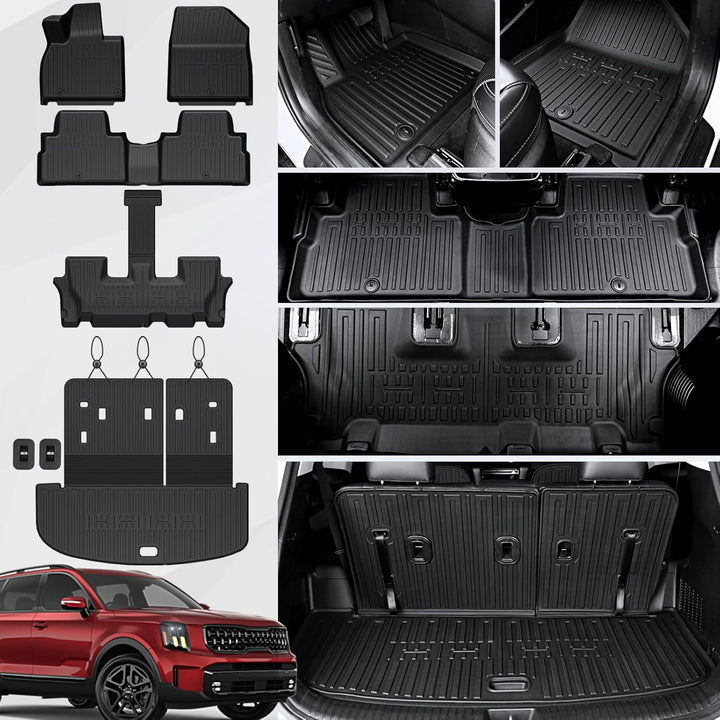 Kick Mats Backrest Mats for 2020-2024 2025 Kia Telluride 7 Passenger Captain Chairs Car Mats Accessories, All Weather TPE Interior Protector(2Nd Row Kick Mats)