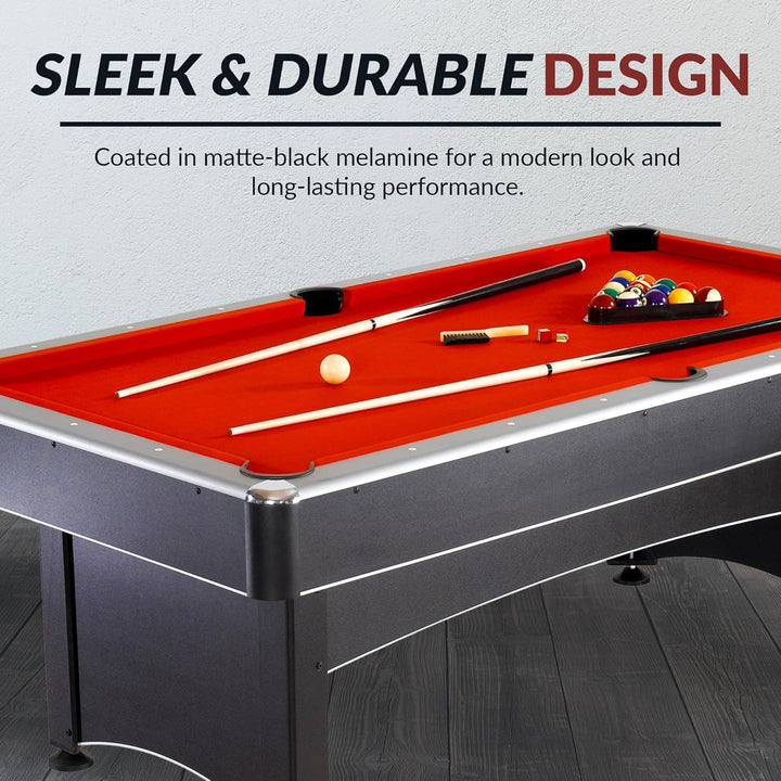Maverick 7-Foot Pool and Table Tennis Multi Game with Red Felt and Blue Table Tennis Surface. Includes Cues, Paddles and Balls
