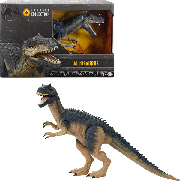 Jurassic World Hammond Collection Allosaurus Dinosaur Action Figure, Premium Movie Design, Glass Eyes & Wired Tail, 19 Points of Articulation