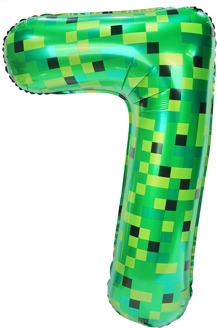 TNT Pixel Happy Birthday Banner Party Decorations Foil Balloons Letters Signs Blast Gaming Party Miner Supplies for Boy Girl