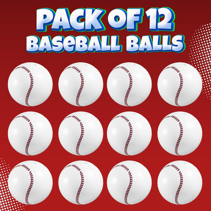 Inflatable Baseball (Pack of 12) 16-Inch, Baseball Beach Balls for Themed Party Decorations & Birthday Decor - Pool Ball Toys Party Favors & Goodie Bags Favors for Kids, Boys and Girls