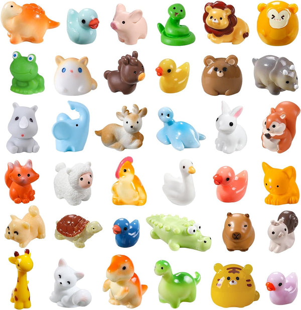 40Pcs Mini Resin Animal 40 Styles Tiny Resin Animals Miniature Little Small Animal Figures Bulk for Micro Fairy Garden Landscape Accessories Dollhouse Hide Crafts Decor Aquarium Toys