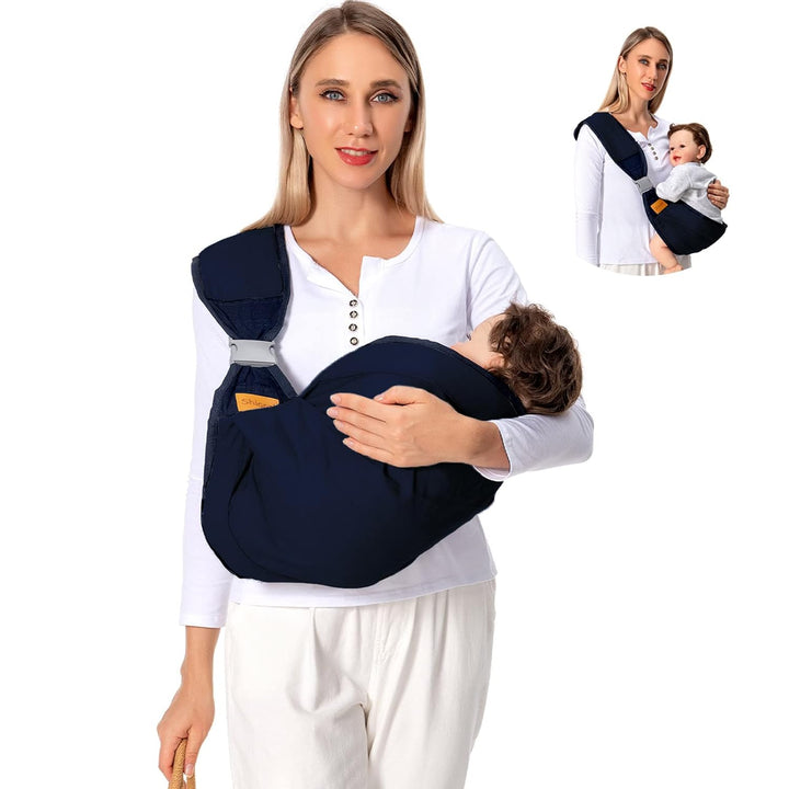 Baby Sling Carrier, Baby Carrier Newborn to Toddler(7-45Lbs), Toddler Carrier with Safety Buckle, One Shoulder Adjustable Shoulder Strap, One Size Fits All, Grey
