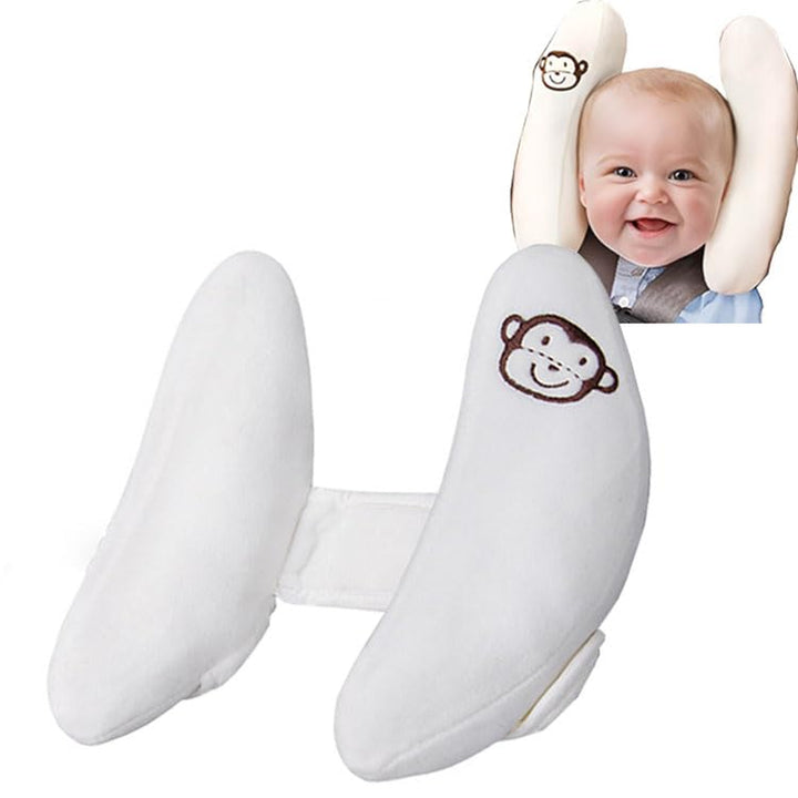 Blue Baby Travel Pillow for Car Seat, Stroller- Adjustable Infant Head Neck Support Pillow, Soft Banana Baby Travel Head Supported for Gift