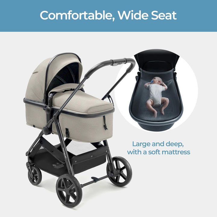 Wiz 2 in 1 Baby Stroller with Bassinet Mode, Convertible Infant Stroller for Newborn and Toddler with Reversible Seat and Large UPF 50+ Canopy