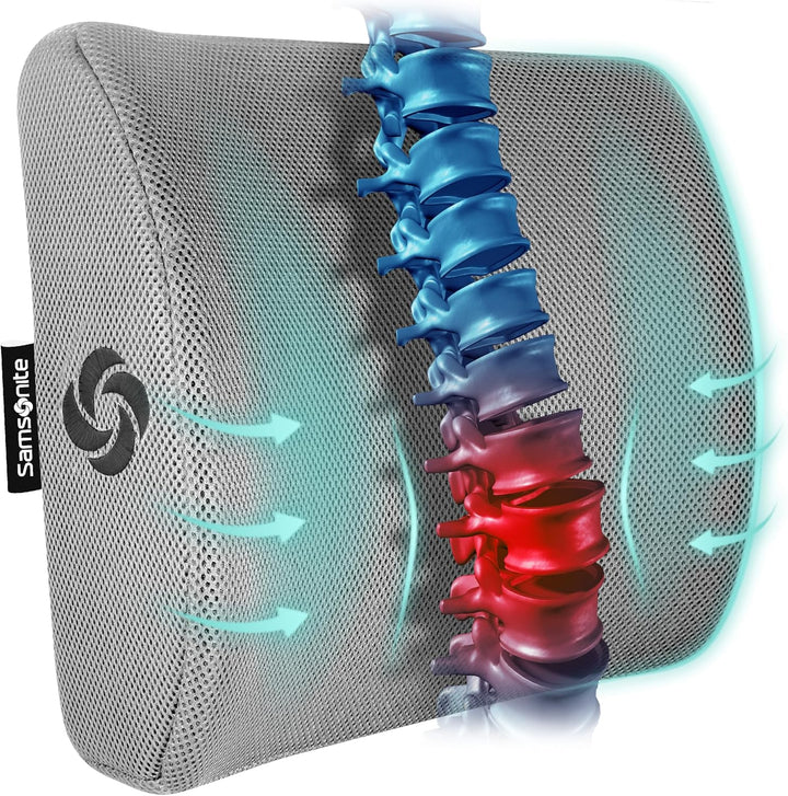 Lumbar Support Pillow for Office Chair and Car Seat, Perfectly Balanced Memory Foam , Versatile Use Lower Back Cushion