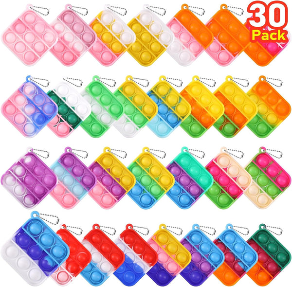 Kids Party Favors Fidget Toys Bulk 30 Pack Mini Pop Fidget Keychain Its Birthday Party Favors for Kids 4-8,8-12 Small Classroom Prizes It Back to School Student Gifts for Students Goodie Bag Stuffers
