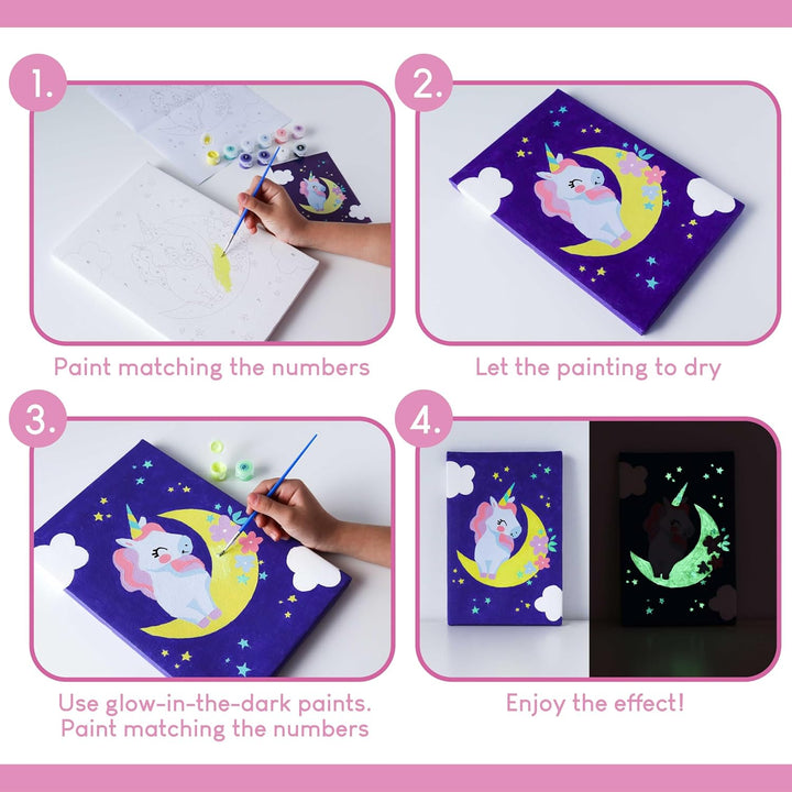 Paint by Numbers Kit for Kids Unicorns Pack 3 Canvas Paint by Number Canvas Framed Pre Drawn, Unicorn Gifts for Girls | Arts and Kids Crafts 4-6 8-12, Pintar Por Numeros | Unicorn Craft