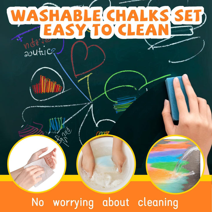 Sidewalk Chalk for Kids (52 PCS), Washable & Non-Toxic, 10 Colors Jumbo Chalk Bulk for Chalkboard, Blackboard, Driveway, Playgroud, Outdoor Actitvities
