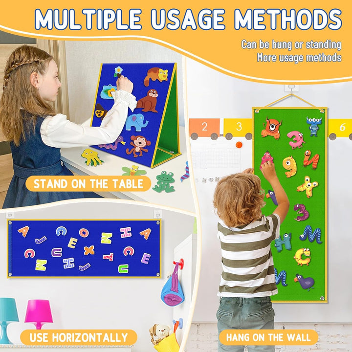Foldable Felt Board - Double-Sided Flannel Story Board for Preschool Learning, Interactive Storytelling & Play | 13" X 12" Portable Felt Play Board for Home & Classroom Use