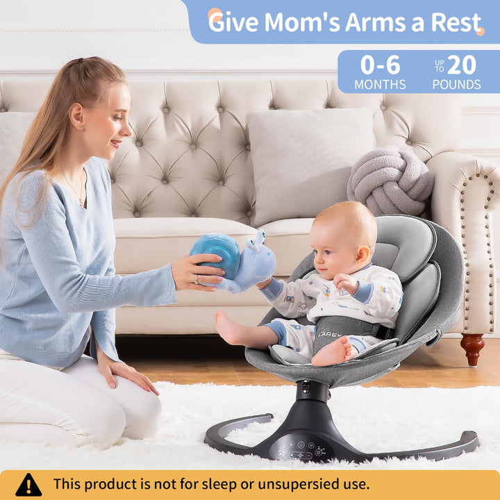 Baby Swing Infant Swing Electric Toddler Baby Rocker Portable for Newborn Boy Girl, 5 Sway Speeds with Remote Control, 10 Preset Melodies and Bluetooth, 0-6 Months Max 20 Lbs (Black)