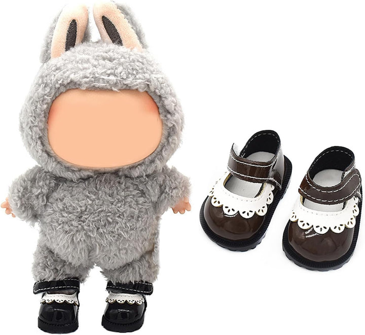 Mini Doll Shoes, 1 Pair Cute Lace up Canvas Sneakers Compatible for 17Cm/15Cm Doll Shoes Toy Outfit Accessories(White)