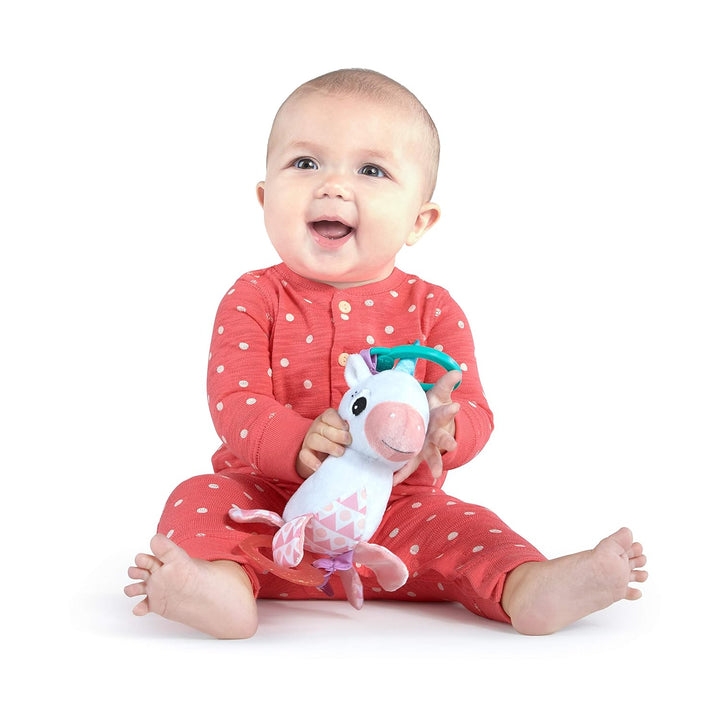 Unicorn Sparkle & Shine Plush Take-Along Stroller or Carrier Toy, Ages 0 Month+, Pink
