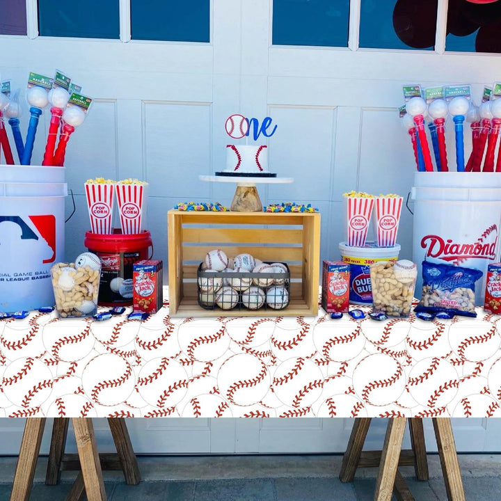 4 Pcs Baseball Tablecloths, Rectangular Baseball Pattern Table Cloth Disposable Party Decorations Table Covers for Boys Sports Event Birthday Party Supplies, 51X86 Inch