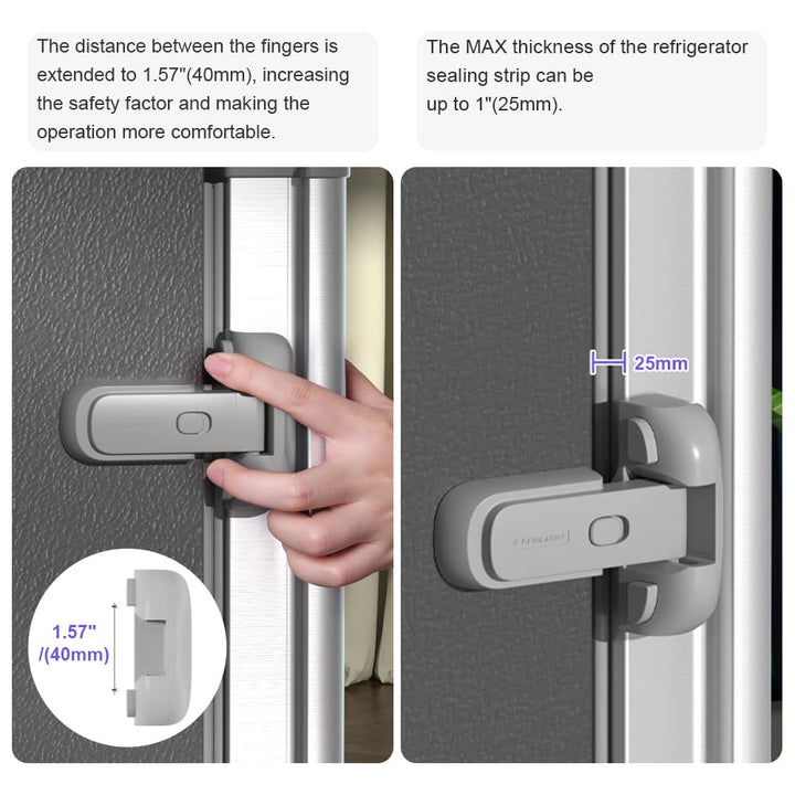 Mom'S Choice Gold Awards Winner -  1 Pack Updated Child Proof Refrigerator/Fridge/Freezer Door Lock Apply to Max 1"(25Mm) Sealing Strip for Toddlers and Kids, No Tools Need or Drill (Grey)