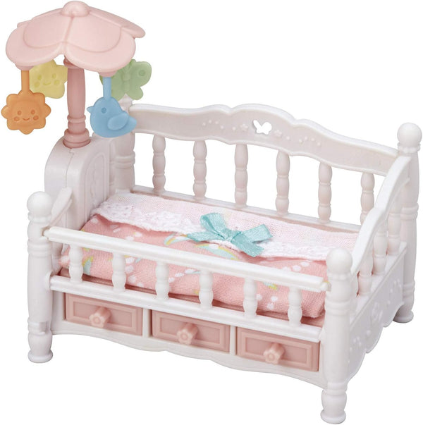 Crib with Mobile - Interactive Dollhouse Furniture Set with Working Features