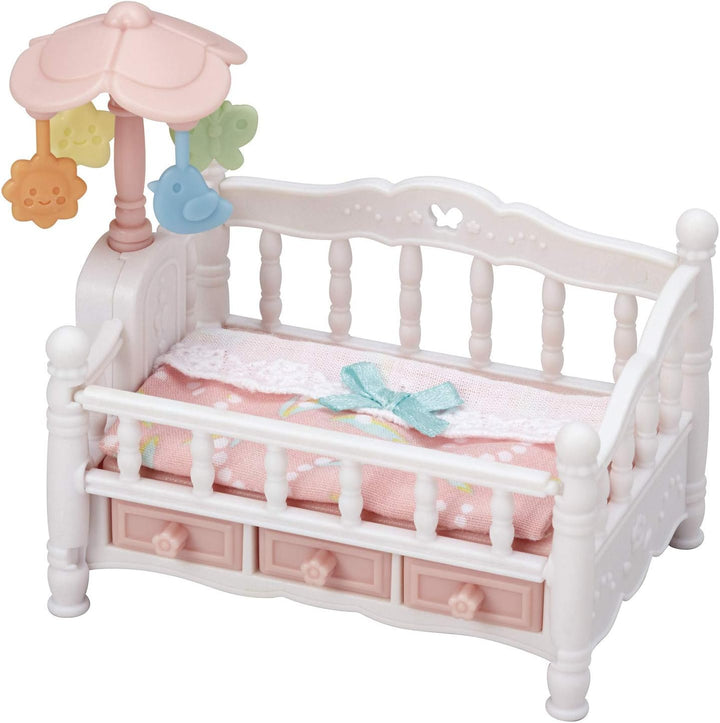 Crib with Mobile - Interactive Dollhouse Furniture Set with Working Features