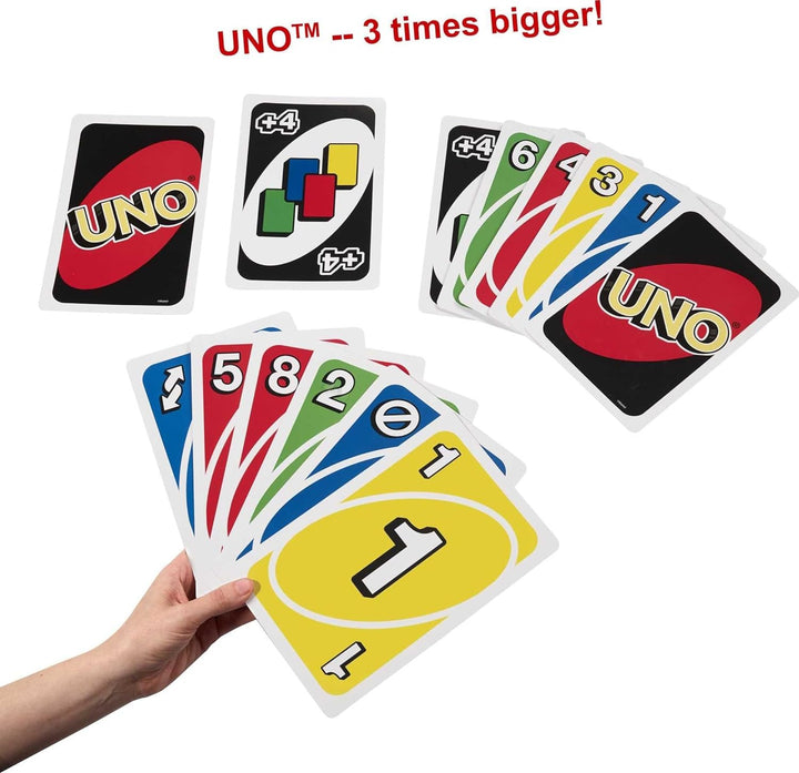 Giant UNO Card Game for Kid, Adult & Families, Color Blind Accessible & Customizable Large Deck
