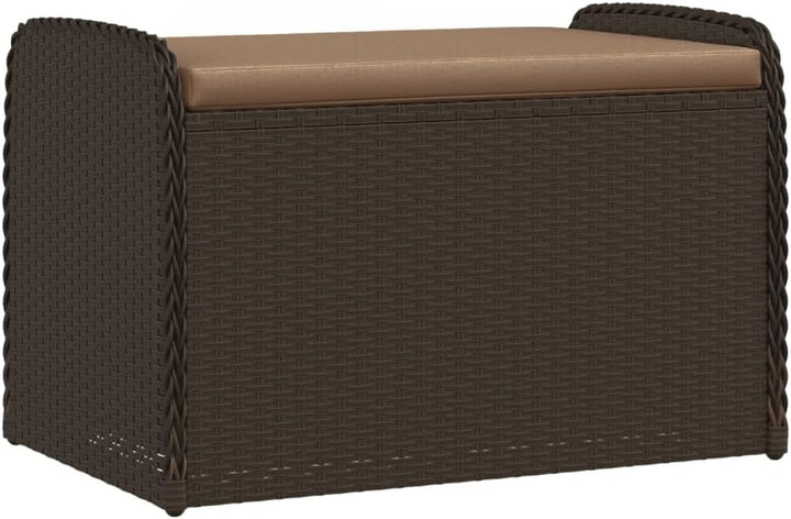 Storage Bench with Cushion Brown 31.5"X20.1"X20.5" Poly Rattan,Multifunctional Outdoor Storage Bench with Padded Seat and Waterresistant Storage Bag
