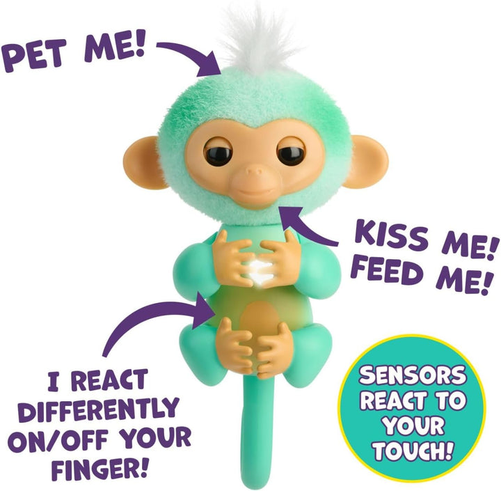 2023 NEW Interactive Baby Monkey Reacts to Touch – 70+ Sounds & Reactions – Ava (Teal)