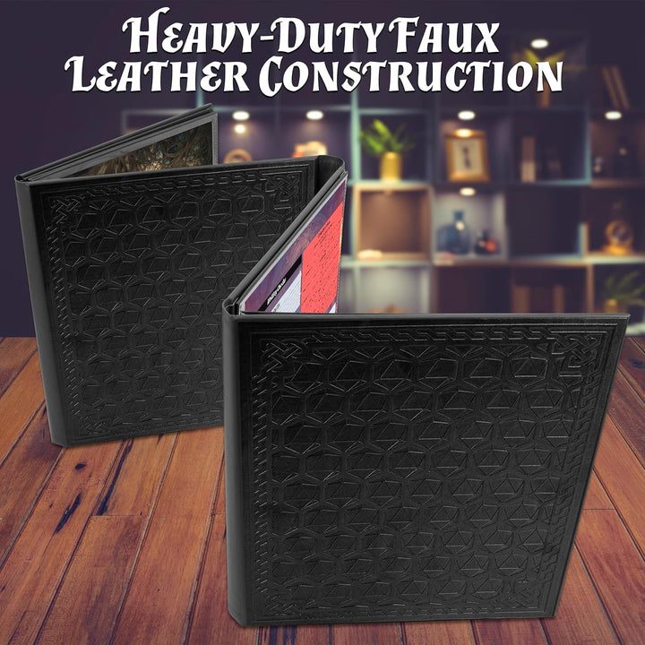 DM Screen Faux Leather 8-Panel Deluxe GM Screen - Eight Panel Folding Dungeon Master Screen with 2 Swinging Panels and Wet Erase Pockets for Ttrpgs - Inserts Not Included