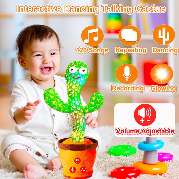 Volume Adjustable Dancing Talking Cactus Toy for Baby Toddler, Interactive Cactus Baby Toy, Mimicking Singing Repeating, Baby Toys for 6-18 Months Girls Boys, Birthday Gifts