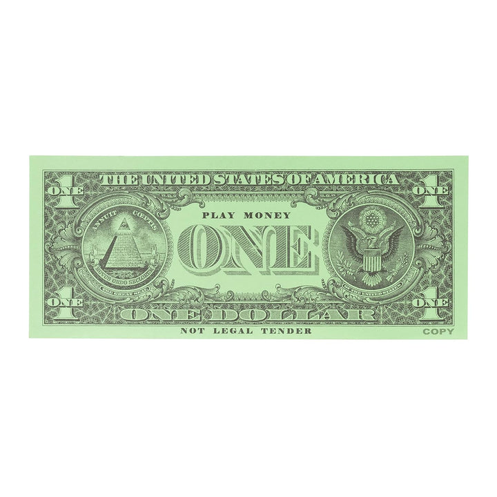 One Dollar Play Bills - Set of 100 $1 Paper Bills - Designed and Sized like Real US Currency - Teach Currency, Counting and Math with Play Money