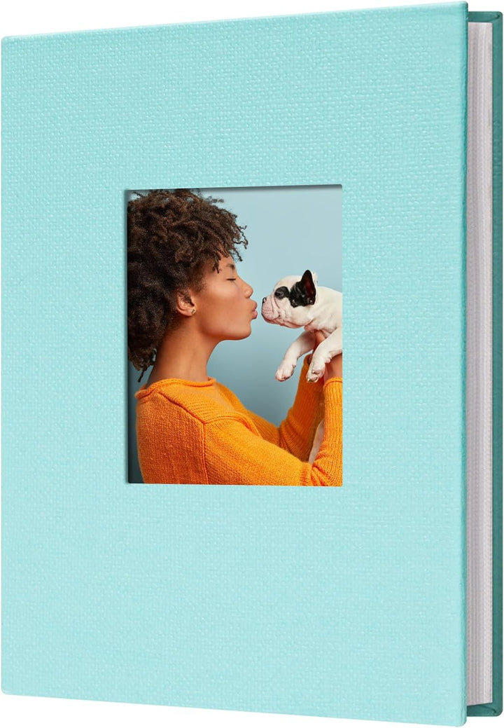 Small Photo Album 4X6 Slip-In Picture Album 50 Pages Holds 100 Photos, Portable Photo Book 4X6 for Wedding Family Baby Travel Blue