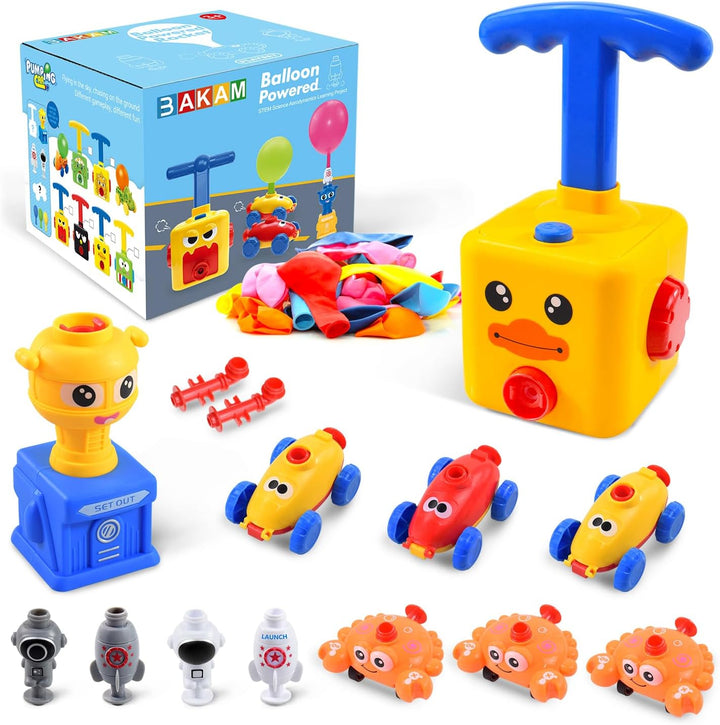 Toddler Toys 3-4 for Boys Girls, Balloon Launcher & Powered Car Set, Fun Toddlers STEM Toy Balloon Pump Cars Racer Kit for Kids 3-5 (Frog)