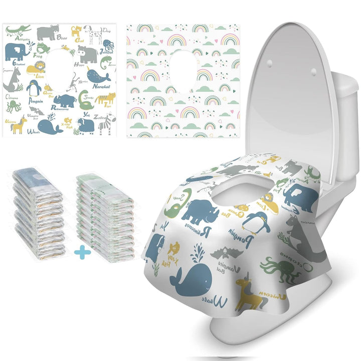 20 Pcs Toilet Seat Covers Disposable for Toddlers & Adults, Extra Large Waterproof, Portable Package for Travel, Kids Potty Training