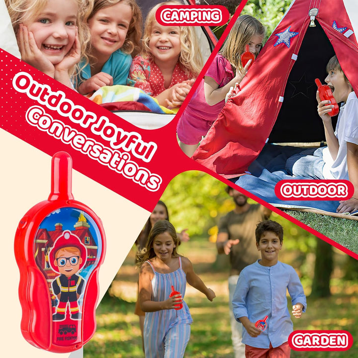 Walkie Talkies for Kids - Walkie Talkie Toys Gifts for 4 5 6 7 8 Year Old Girls Boys Long Range Fire & Rescue Walkie Talkies for Christmas Birthday Easter Gifts Indoor outside Games Red