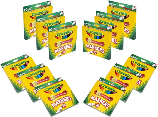 Broad Line Markers (12Pk), Bulk School Coloring Markers for Kids, Teacher Classroom Must Haves, Back to School Essential Supplies for Preschool & Kindergarten