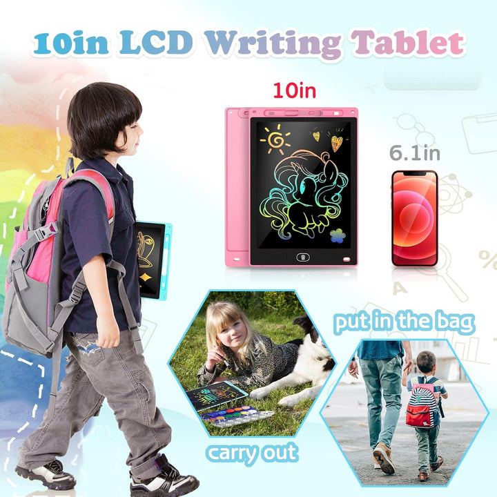 ® 2 Pack 10 Inch LCD Writing Tablet for Kids, Electronic Drawing Pad and Doodle Board for Ages 3-8, Birthday and Christmas Gifts for Boys and Girls,Back to School Gift Drawing Board (Pink & Blue)