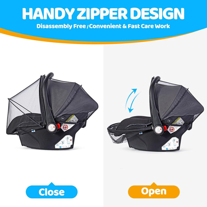 Mosquito Net for Baby Car Seats, Universal & Breathable Infant Car Seat Insect Mesh Net, Encrypted Bug Net for Car Seat Protection, Suitable Summer Night Walking, Baby Camping & Travel, Black